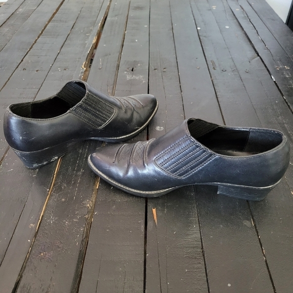 Faded Glory Vintage Black Low Top Booties Pointed Toe Lynette Women's 6 Western - Picture 8 of 10